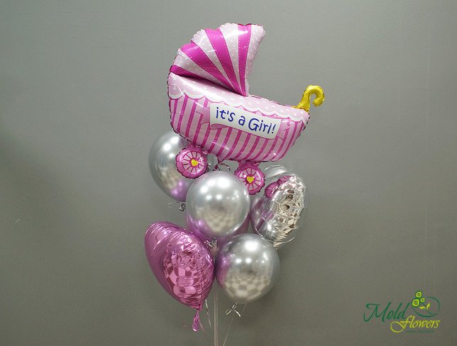 Set of Pink and Silver Balloons "It's a Girl" photo