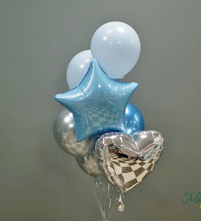 Set de baloane albe, albastre și gri foto 394x433