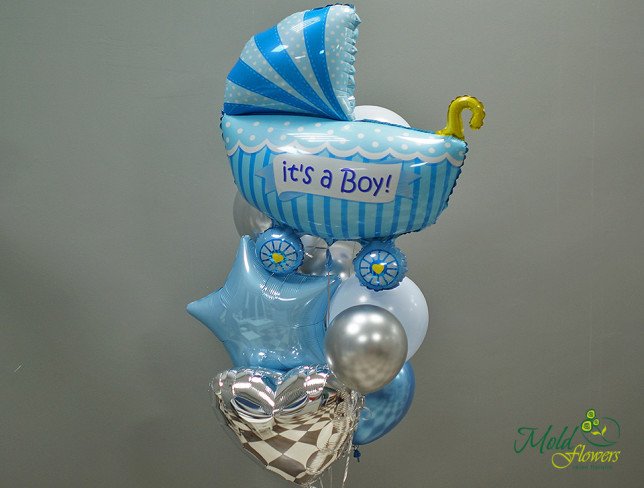 Набор из белых, голубых шаров "It's a Boy" Фото