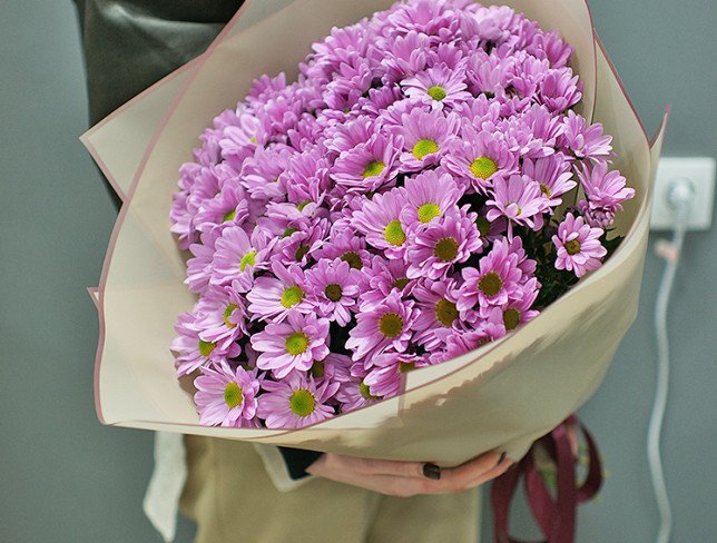 Букет из розовых хризантем "Нежность сердца" Фото