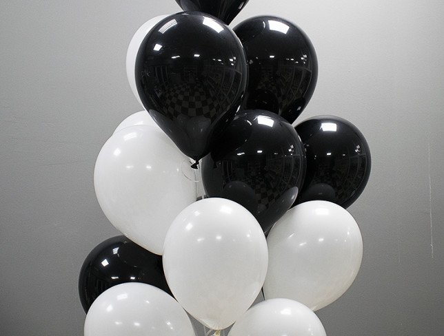 Set of white and black balloons (15 pcs) photo