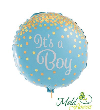 Blue "It's a boy" foil balloon with helium photo 394x433