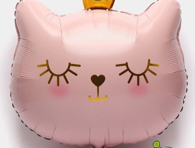 Pink foil balloon "Cat with crown" with helium photo