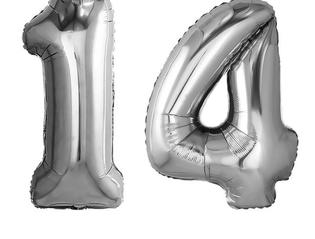 Set of foil balloons number ''14'' silver photo