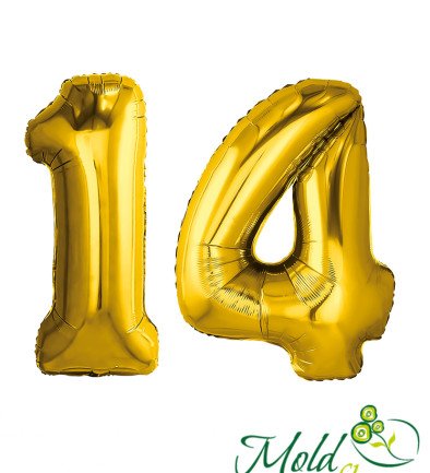 Set of foil balloons number ''14'' gold photo 394x433