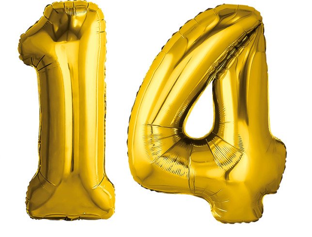 Set of foil balloons number ''14'' gold photo