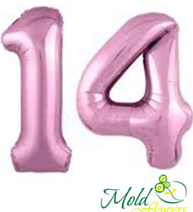 Set of foil balloons number ''14''pink photo 394x433