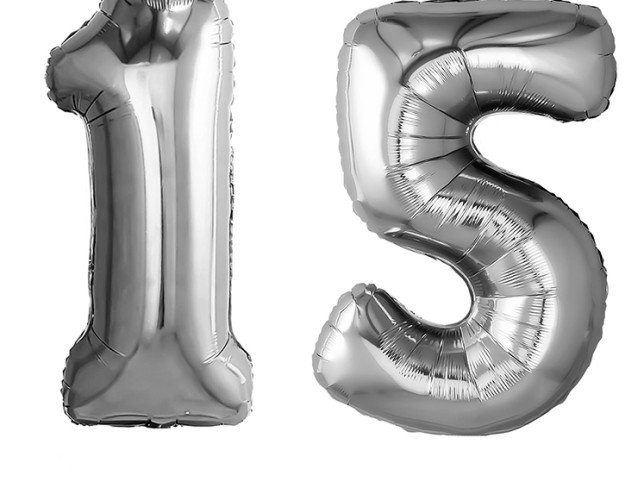 Set of foil balloons number ''15'' silver photo