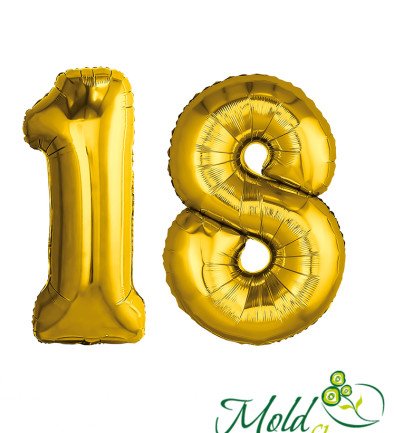Set of foil balloons number ''18'' gold photo 394x433