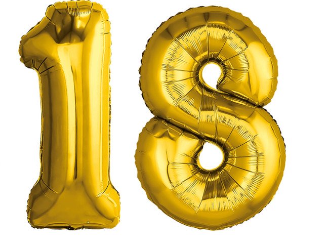 Набор фольгированных шаров цифра ''18''золотые Фото