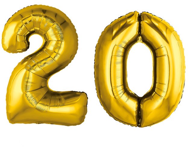 Set of foil balloons number ''20'' gold photo