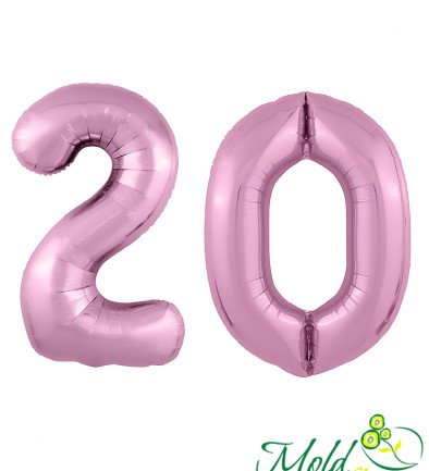 Set of foil balloons number ''20''pink photo 394x433
