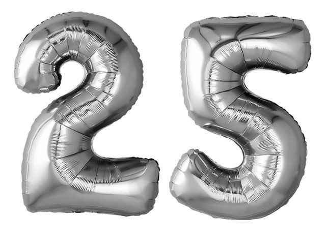 Set of foil balloons number ''25'' silver photo