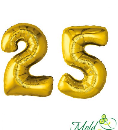Set of foil balloons number ''25'' gold photo 394x433