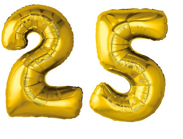 Set of foil balloons number ''25'' gold photo