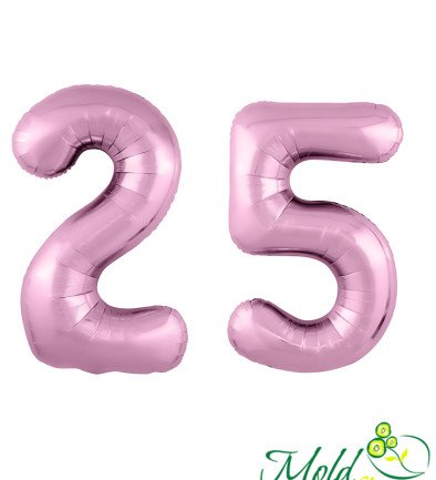 Set of foil balloons number ''25''pink photo 394x433