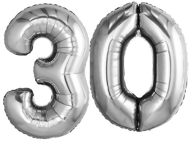 Набор фольгированных  шаров цифра ''30''серебреные Фото