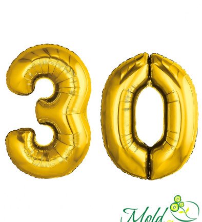 Set of foil balloons number ''30'' gold photo 394x433