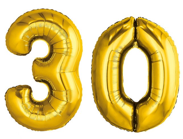 Set of foil balloons number ''30'' gold photo