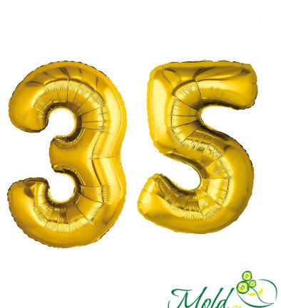 Set of foil balloons number ''35'' gold photo 394x433