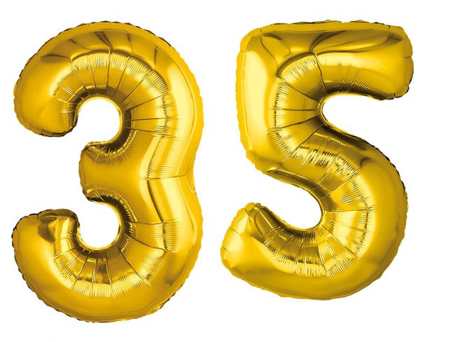Set of foil balloons number ''35'' gold photo