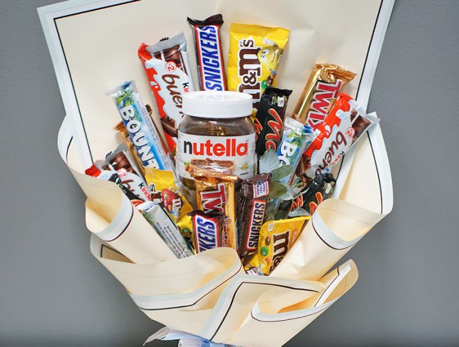 Sweet Bouquet with Kinder Bueno, M&M's, and Nutella photo