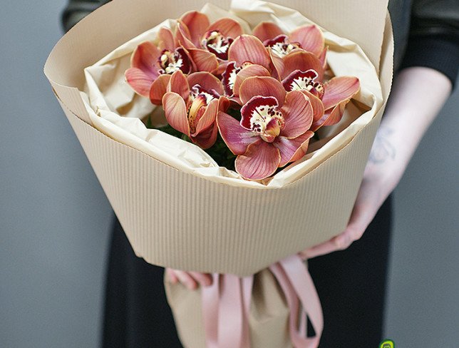 Bouquet of brown orchids photo