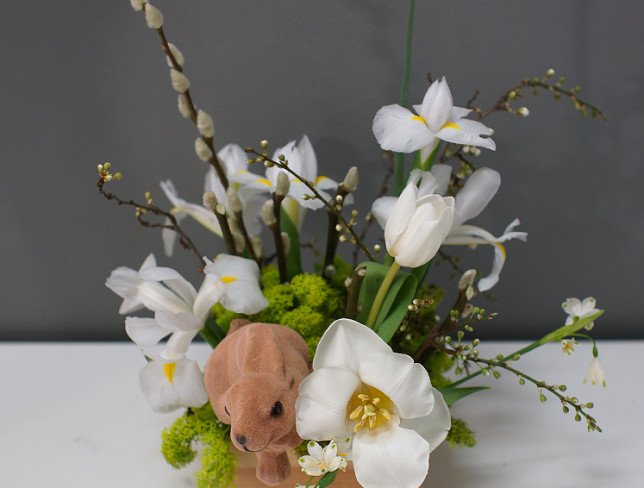 Lădiță de Paște cu irisi albi foto