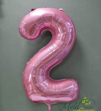 Balon cifra din folie "2" roz foto 394x433