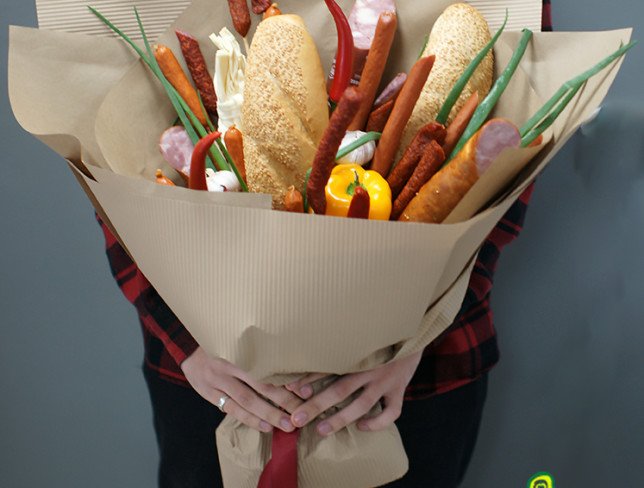 Men's bouquet with sausage, cheese, and vegetables (made to order, 1 day) photo