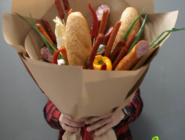 Men's bouquet with sausage, cheese, and vegetables (made to order, 1 day) photo