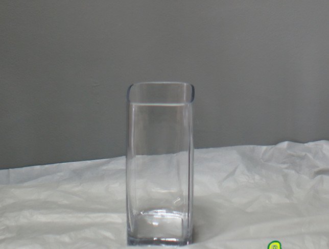 Glass square vase height=20 cm, diameter=8 cm photo