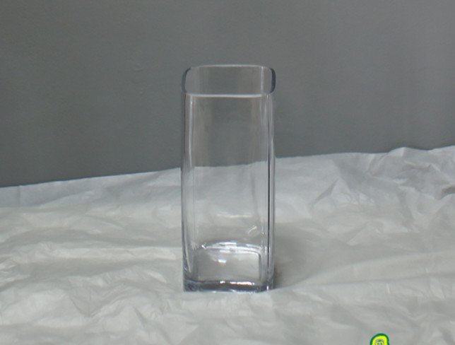 Glass square vase height=20 cm, diameter=8 cm photo