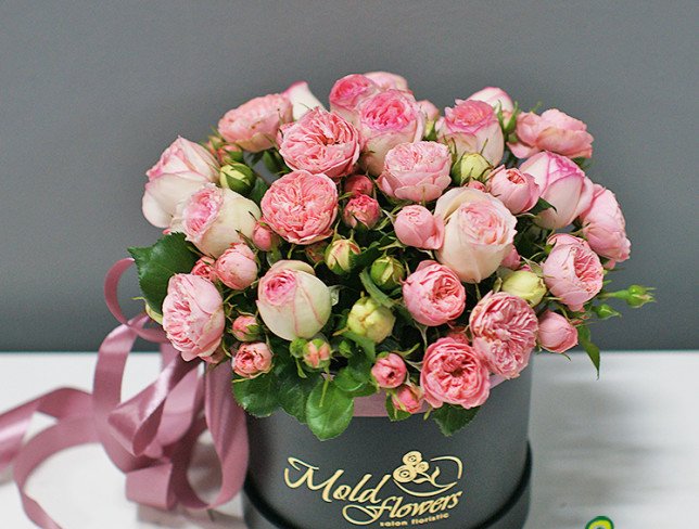 Box of peony pink roses photo