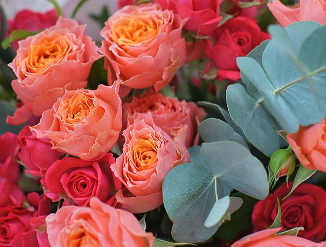 Bouquet of spray roses "Coral charm" photo