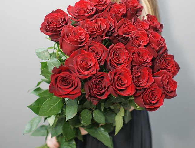 25 Premium Dutch Red Roses 80-90 cm (pre-order, 10 days) photo