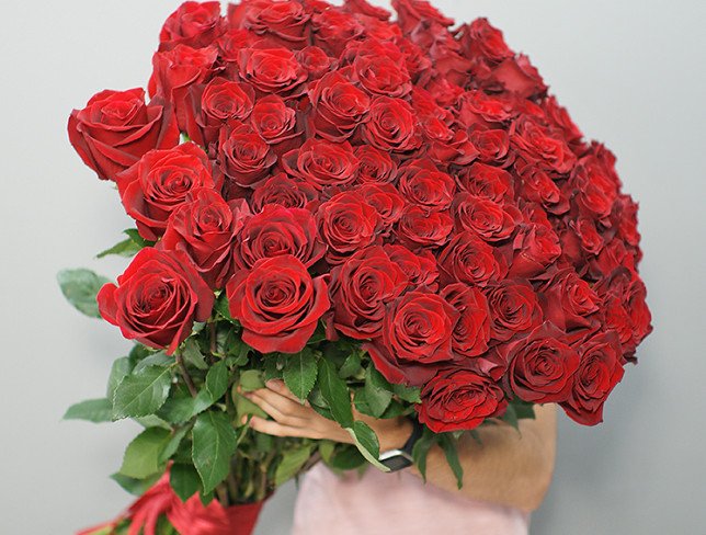 75 Premium Dutch Red Roses 80-90 cm (pre-order, 10 days) photo