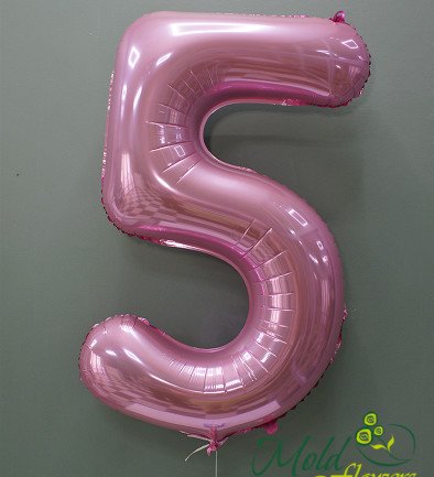 Balon cifra din folie "5" roz foto 394x433