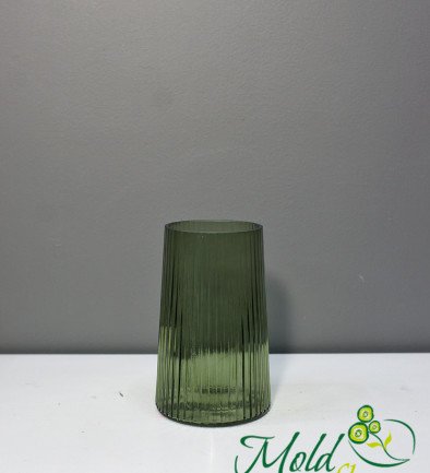 Vază de sticlă verde 13*20 cm foto 394x433