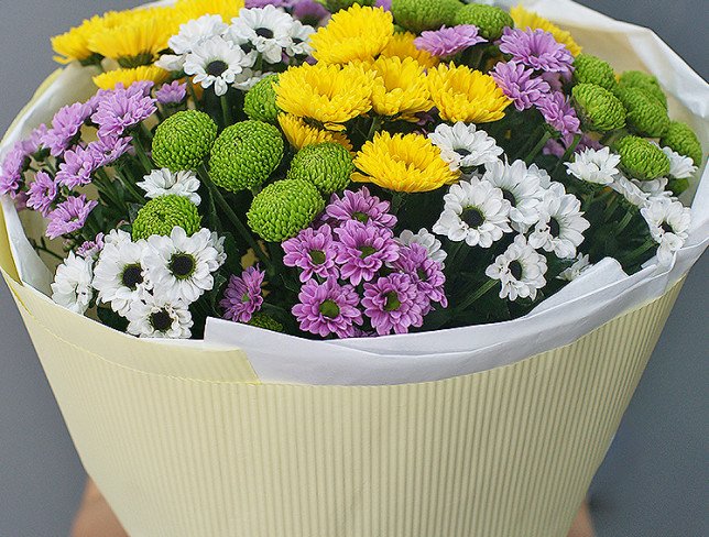 Bouquet of multi-colored chrysanthemums "Joy in Flowers" photo