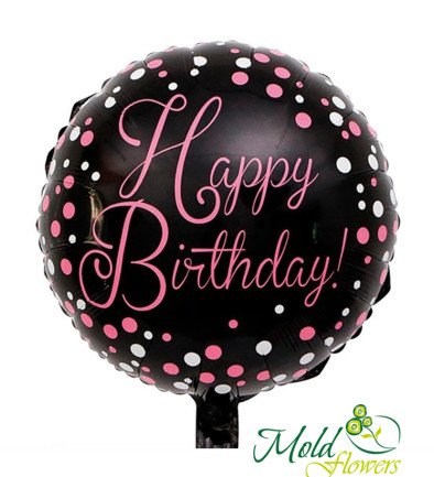 Black "Happy Birthday" foil balloon with helium photo 394x433