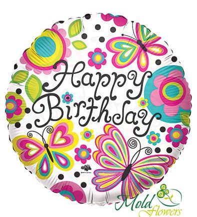 Balloon "Happy Birthday" foil with helium photo 394x433