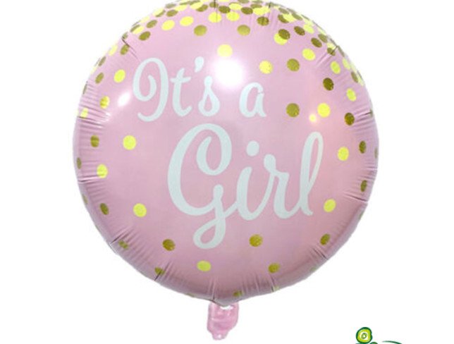 Pink foil balloon "It's a girl" with helium photo