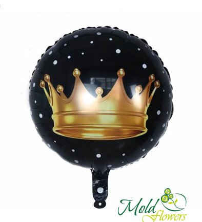 Black foil balloon with helium with crown photo 394x433