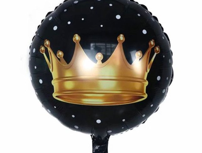 Black foil balloon with helium with crown photo