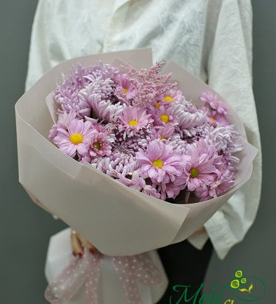 Bouquet of pink chrysanthemums "Flower watercolor" photo 394x433