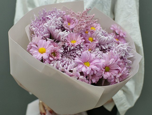 Bouquet of pink chrysanthemums "Flower watercolor" photo