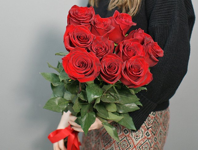 11 Premium Dutch Red Roses 80-90 cm photo