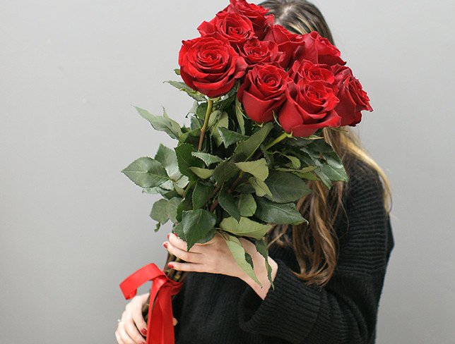 11 Premium Dutch Red Roses 80-90 cm photo