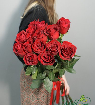 15 Premium Dutch Red Roses 80-90 cm photo 394x433